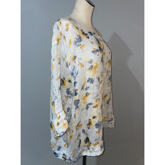 J.Jill Linen Gauze Floral Tunic Blouse size XL - Picture 3 of 9